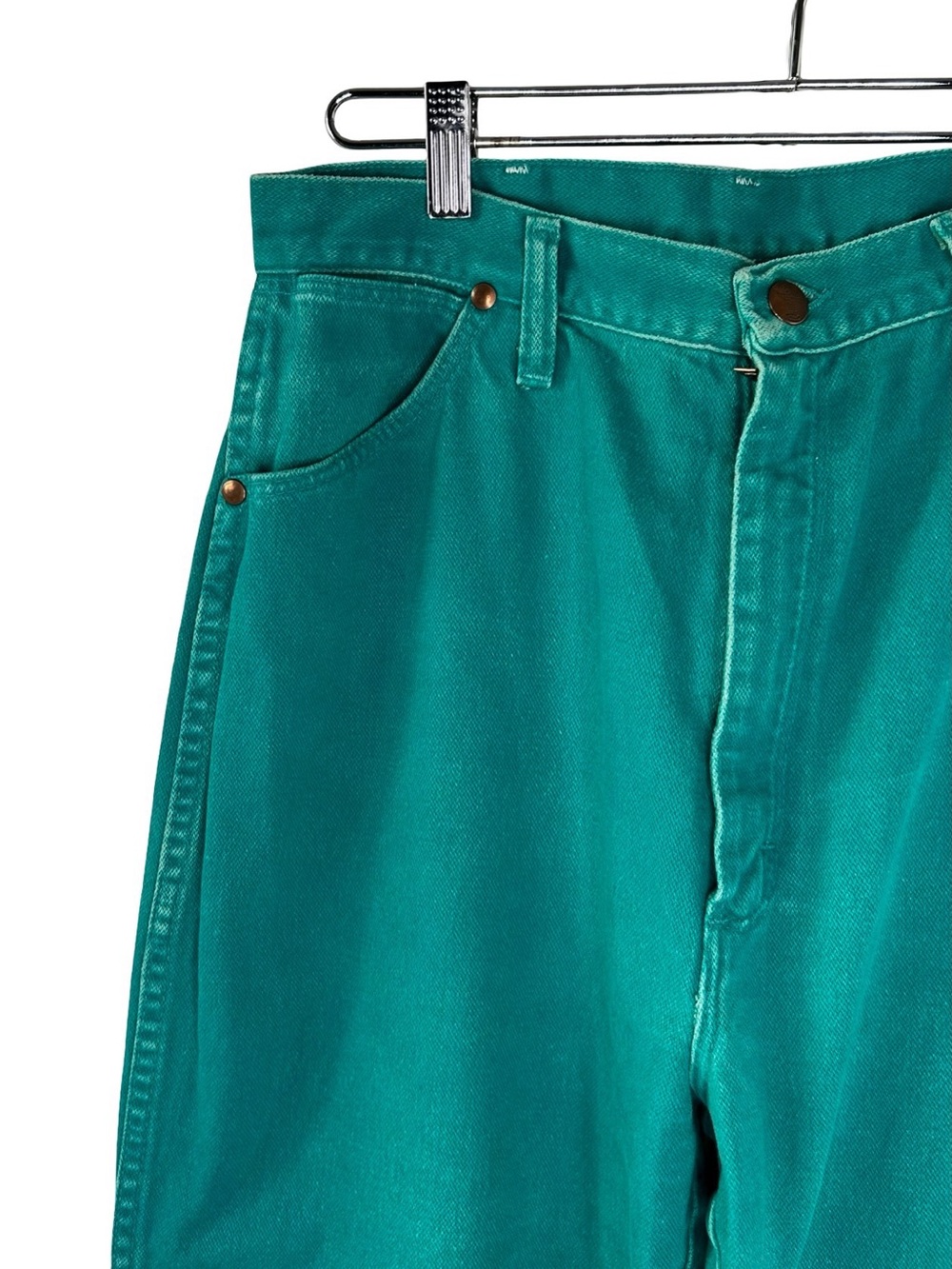 Vintage Wrangler High Rise Teal Jeans | Turquoise Straight Leg Denim - Picture 2 of 6